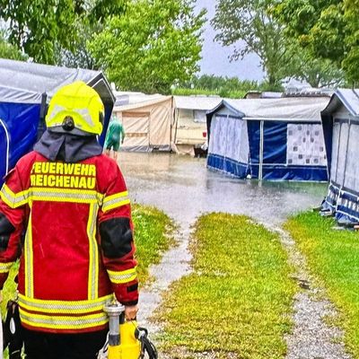 FW Reichenau: Starkregen fordert Reichenauer Feuerwehr, 21.08.2025, Reichenau, Insel-Ortsteile