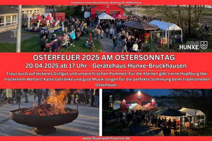 FW Hünxe: Osterfeuer der Einheit Bruckhausen am 20. April 2025