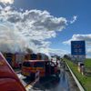 FW Dresden: LKW-Brand auf der A4 - beide Fahrtrichtungen voll gesperrt