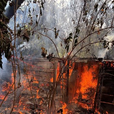 FW Düren: Rauchentwicklung an Bahnstrecke - Feuerwehr löscht brennende Gartenlaube