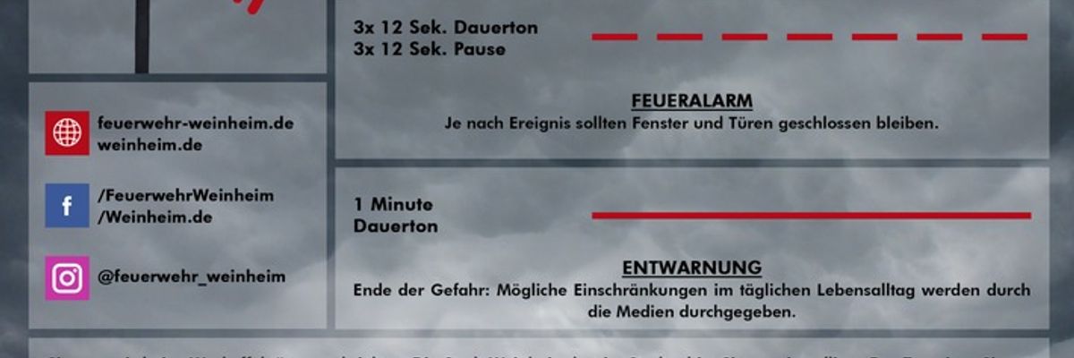FW Weinheim: Sirenentest am Freitag, den 10.07.2026