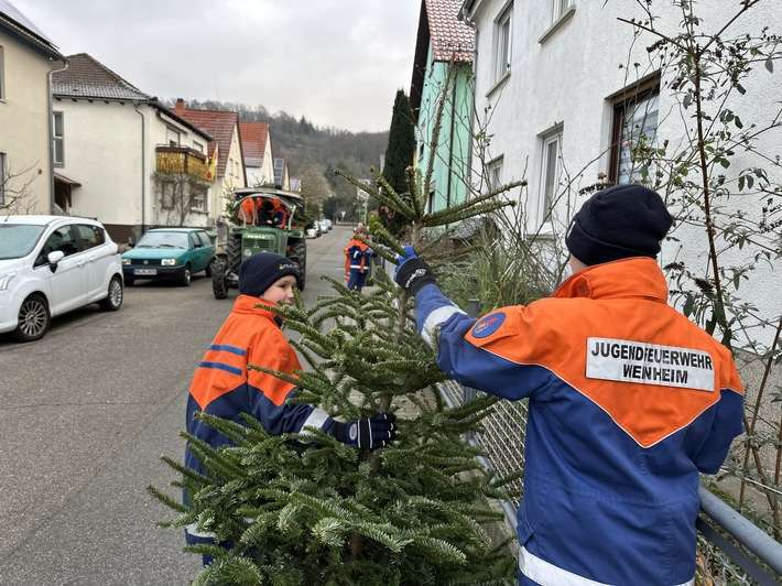 FW Weinheim: Jugendfeuerwehr Weinheim sammelt wieder ausgediente Christbäume ein