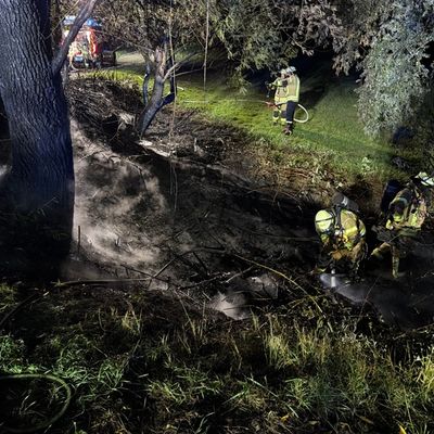 FW Weinheim: Meterhohe Flammen am Hammerweg, Alarm im Minutentakt. Einsatzreiche Nacht für Weinheims Feuerwehr