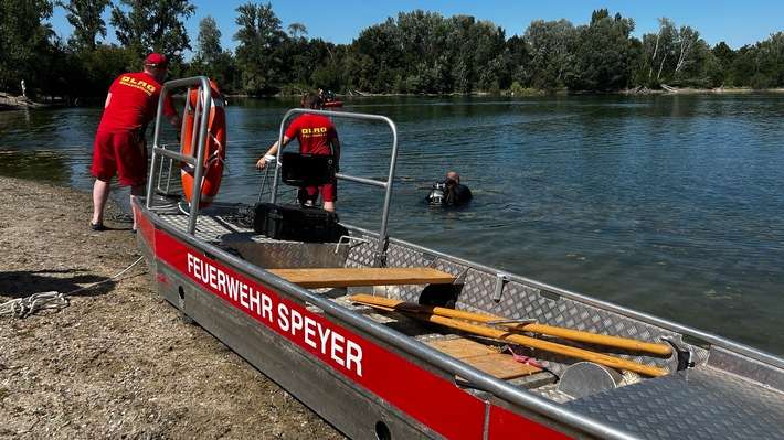 FW Speyer: Badeunfall im Binsfeld - Suche nach vermisster Person nach mehreren Stunden ergebnislos abgebrochen